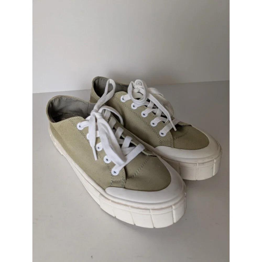 Mad Love Shoes Womens 11W Fran Casual Low Platform Sneakers Green Lace Up Canvas